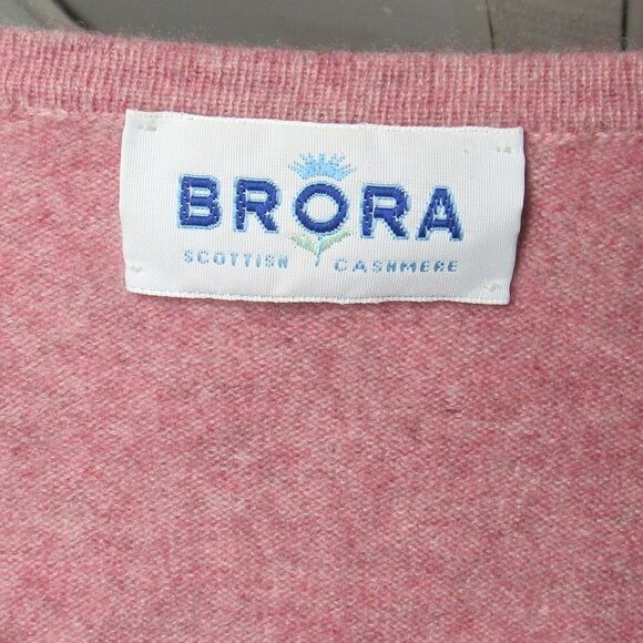 Brora Scottish Cashmere V-neck Heather Pink Sweater Women's Small - Picture 2 of 9